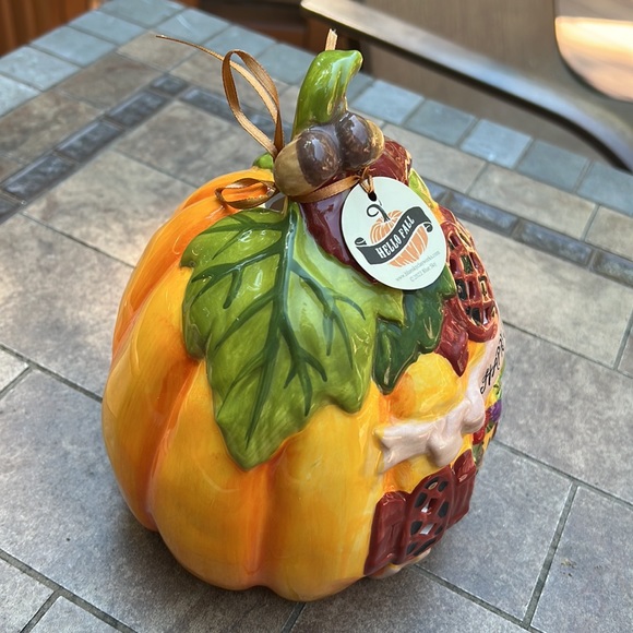 New Blue Sky Clayworks Ceramic HAPPY HARVEST Tea Light Decor Accent - Picture 3 of 6